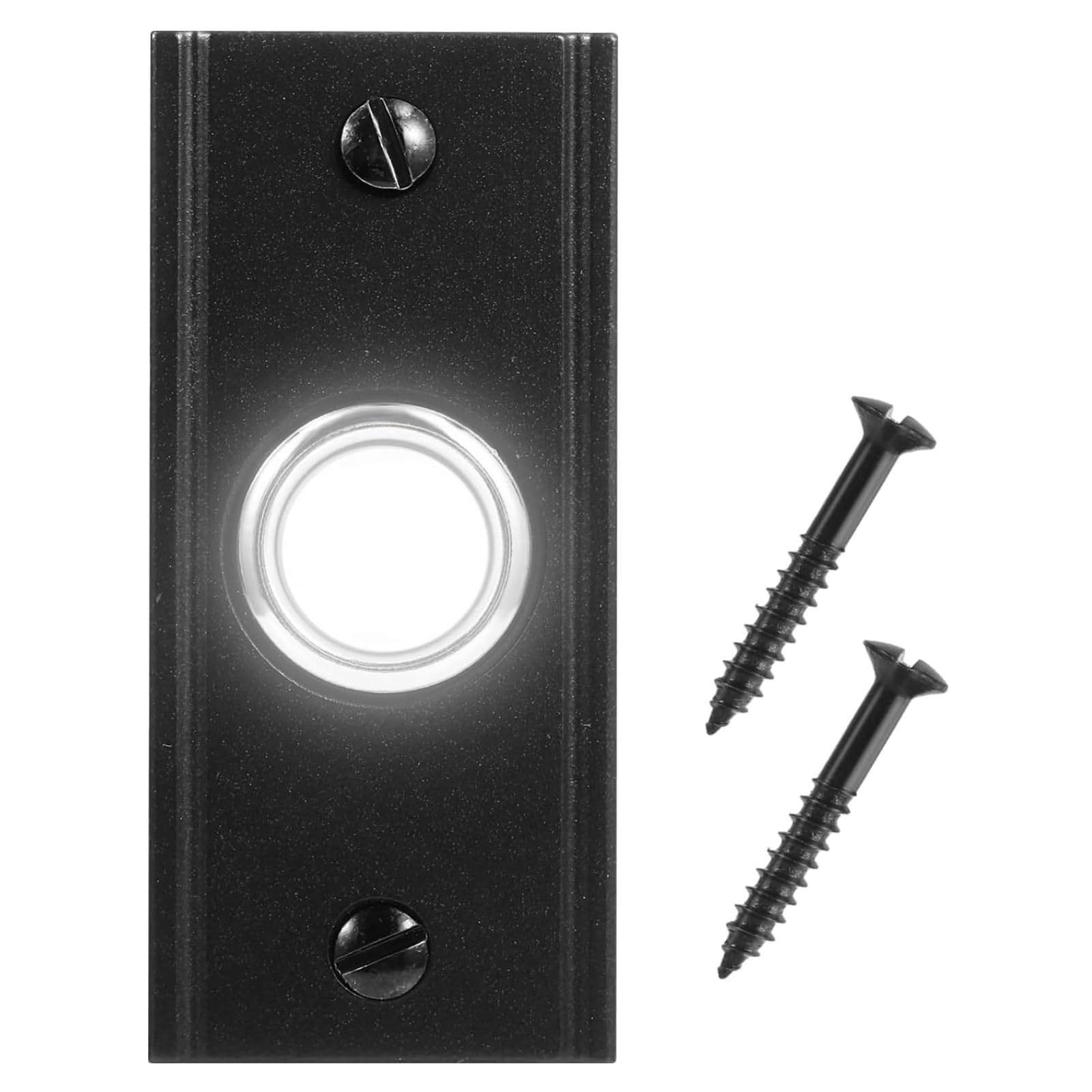 Doorbell Push Button,Heavy Duty Metal Door Bell Wired Button LED Lighted Wall Mounted Door Bell Push Buttons-Black