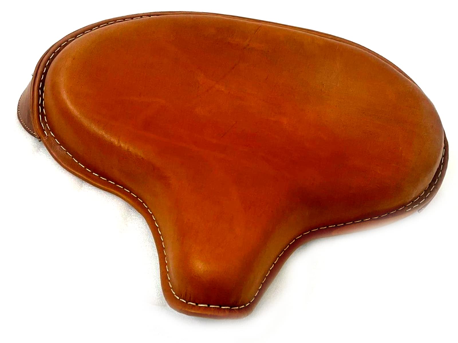 Siège Solo Cuir Véritable Beige Pour Harley - Knucklehead, Panhead, Shovel, TC, Bobber