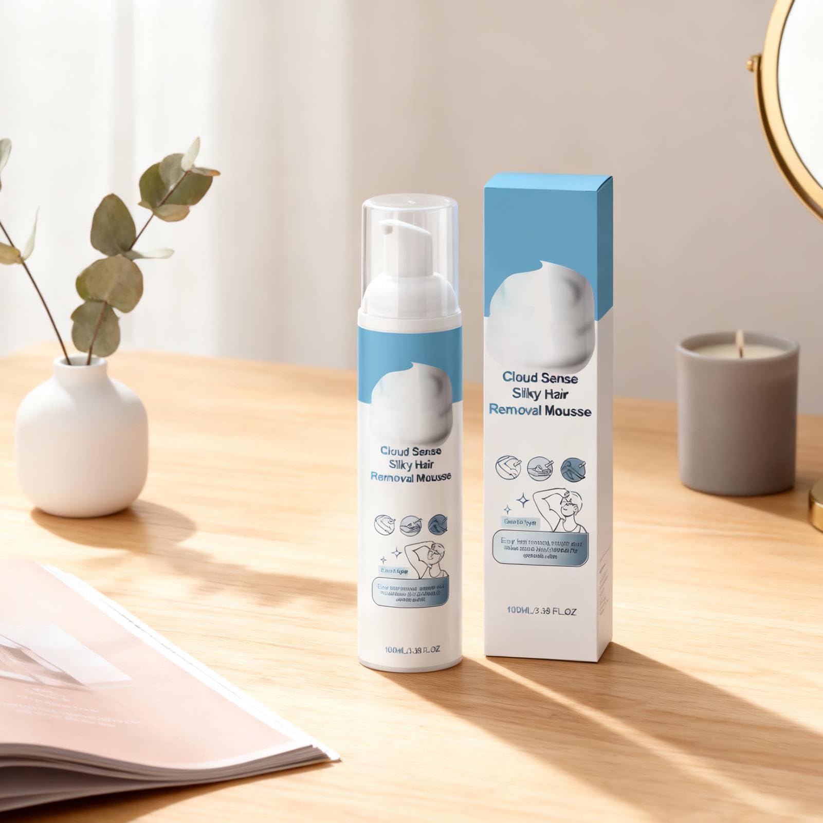 Mus do usuwania włosów, Cloud-Like Depilatory, delikatny spray z formułą łagodzącą, przenośna butelka o pojemności 100 ml, akcesoria do pielęgnacji, gładka pielęgnacja bikini, nóg, ramion, ramion