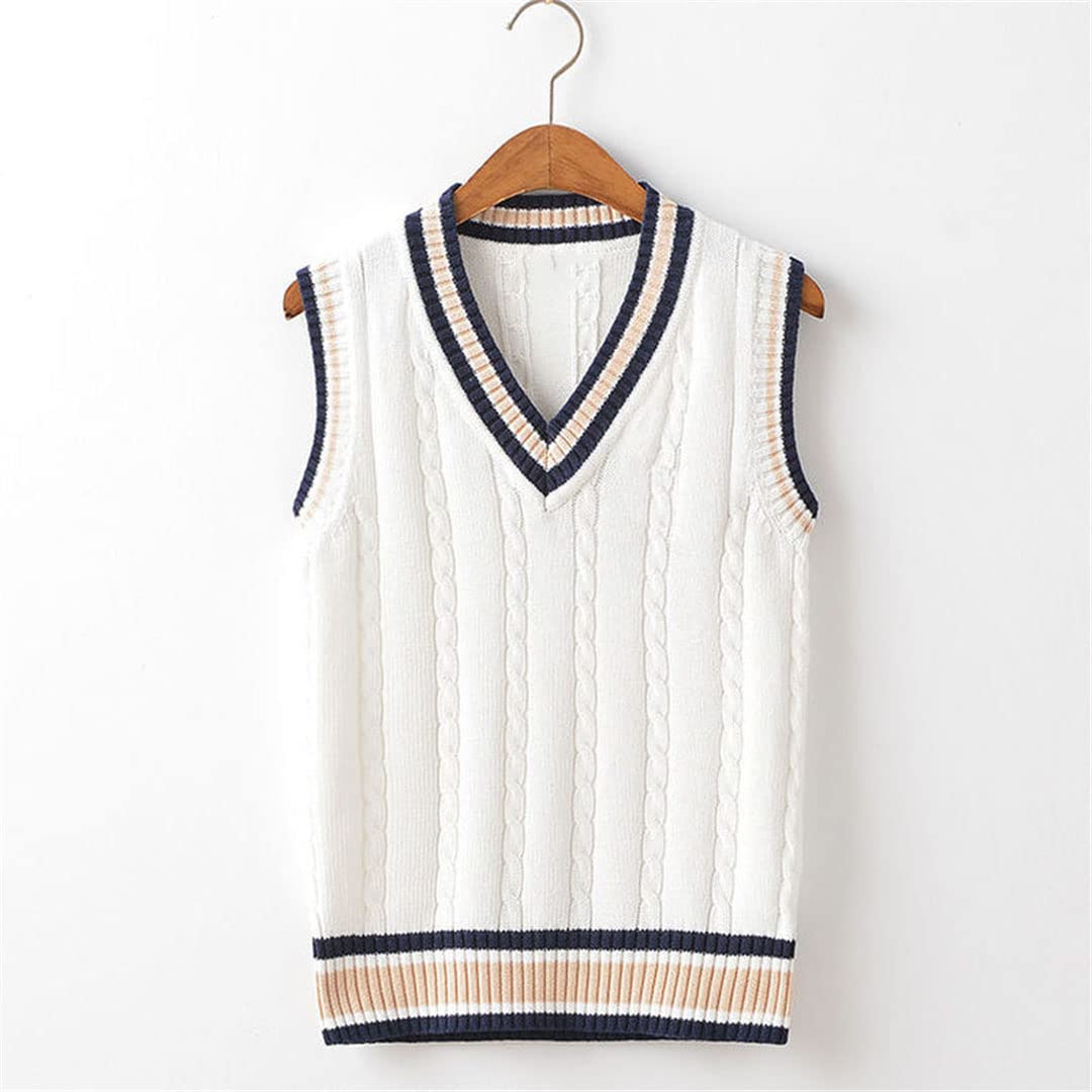 Pull sans manches en tricot épais à col en V pour homme