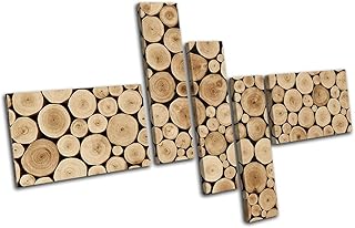 Bold Bloc Design - Teak Wood Log Bark Tree Nature Abstract 180x120cm MULTI Canvas Art Print Box Framed Picture Wall Hanging - Hand Made In The UK - Framed And Ready To Hang 13-4656(00B)-MP18-LO-B