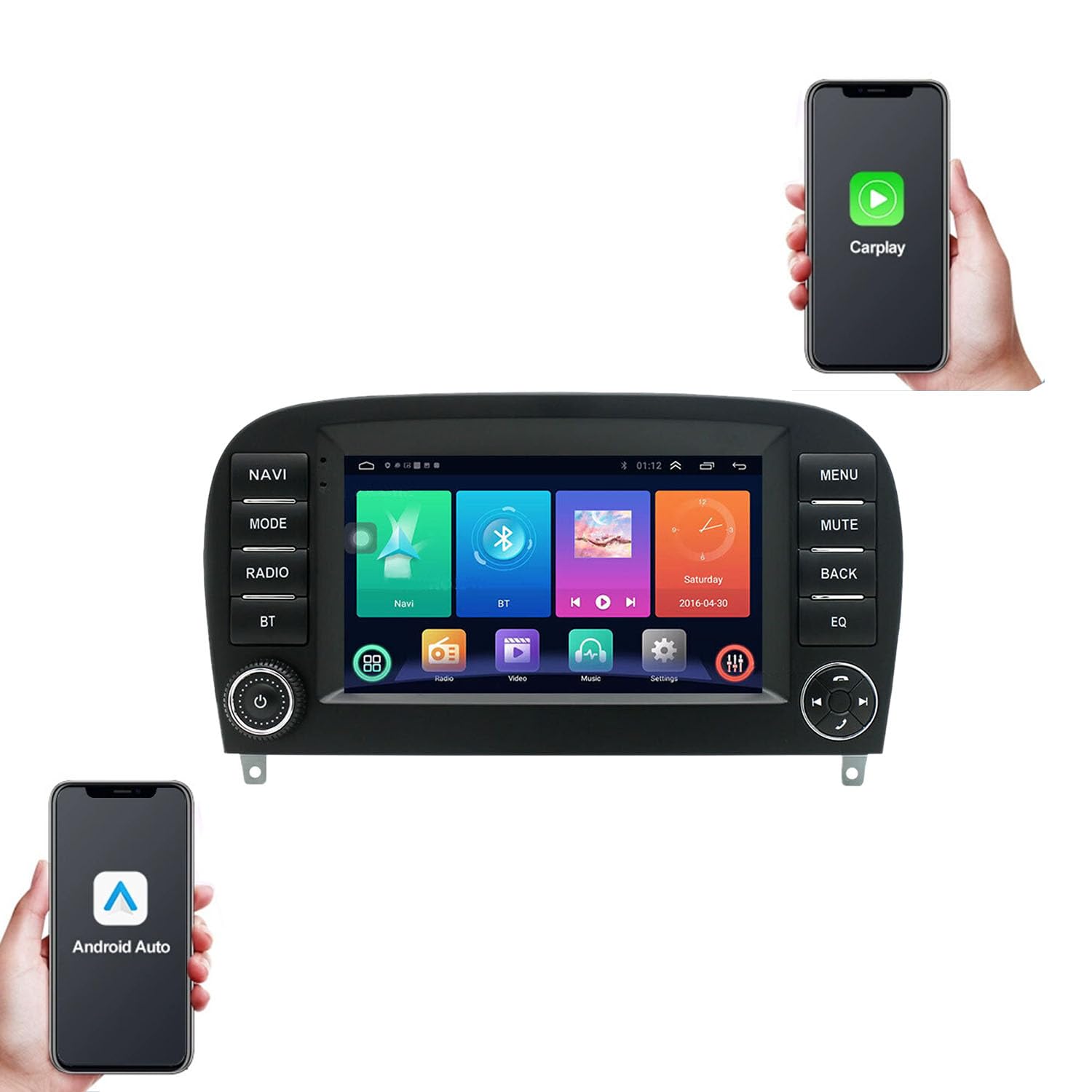 Android Autoradio mit GPS-Navigation,WiFi, Phone Mirrorlink, FM-RDS-Radio, Carplay, Stereo Audio Auto Radio Ersatz für Mercedes-Benz SL R129 R230 SL55AMG SL63AMG SL65AMG SL280 SL300 SL350 SL500 SL600