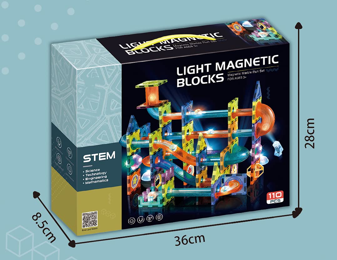 Bloques de construcción magnéticos con bloques de construcción con canicas, juguetes STEAM para niños de 3 a 10 años en adelante, el mejor regalo de Navidad y cumpleaños (110 piezas) 2