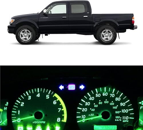 WLJH Kit de bombillas LED para Toyota Tacoma 1995-2004, color verde, para panel de instrumentos, velocímetro, tacómetro, cuentakómetro, odómetro,