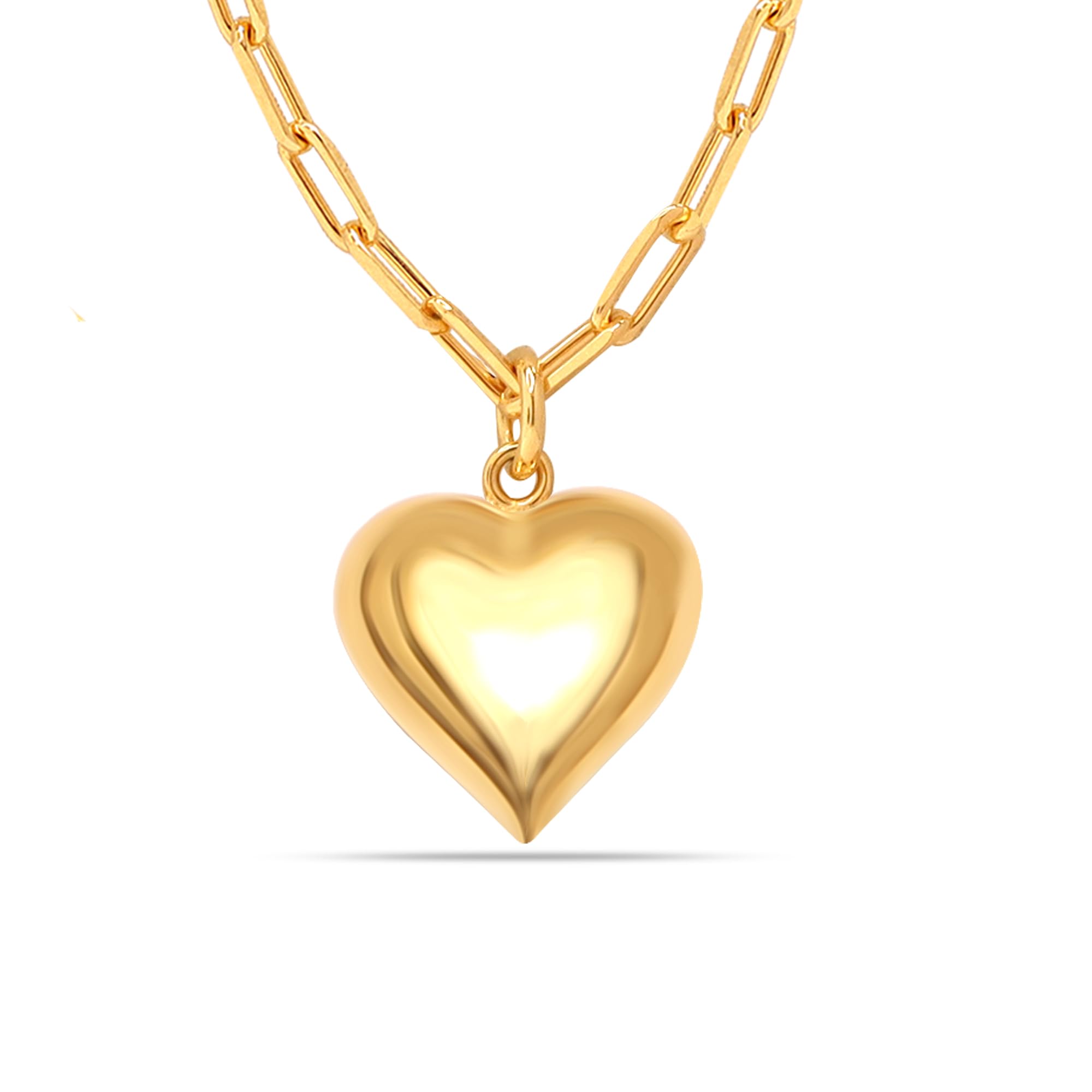 LeCalla 925 Sterling Silver BIS Hallmarked 14K Gold Plated Love Puffed Heart Pendant Necklace for Women and Girls 18 Inches (B0CG39NKQV) Amazon Price History, Amazon Price Tracker