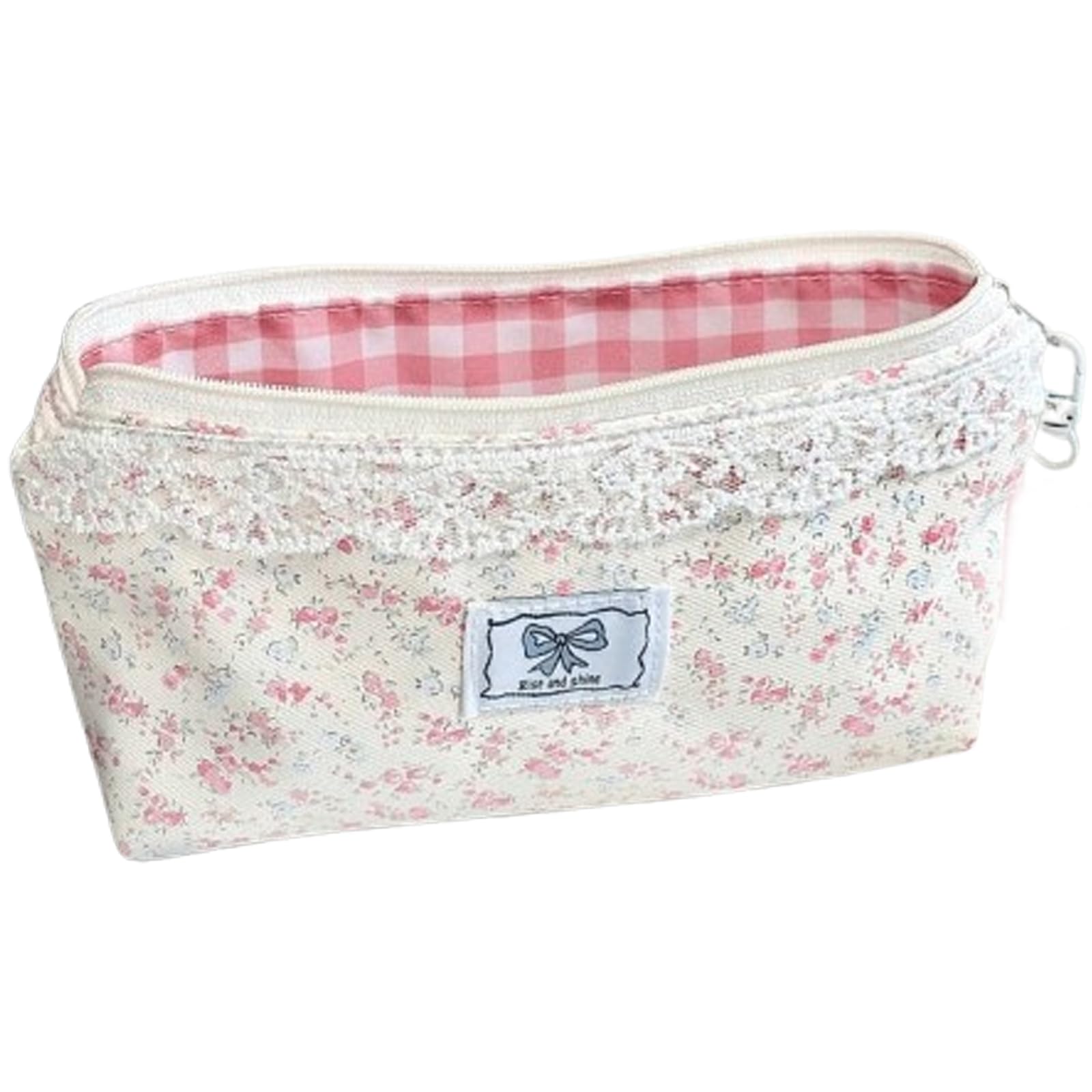 Qiwenr Pencil Case Corduroy, Floral Print Pencil Case, Pencil Pouch Aesthetic Pencilcase, Cute Floral Pencil Bag, Pen Pouch Portable Storage Bag, Cosmetic Bag for Travel, Easy to Carry (Pink) — image 1