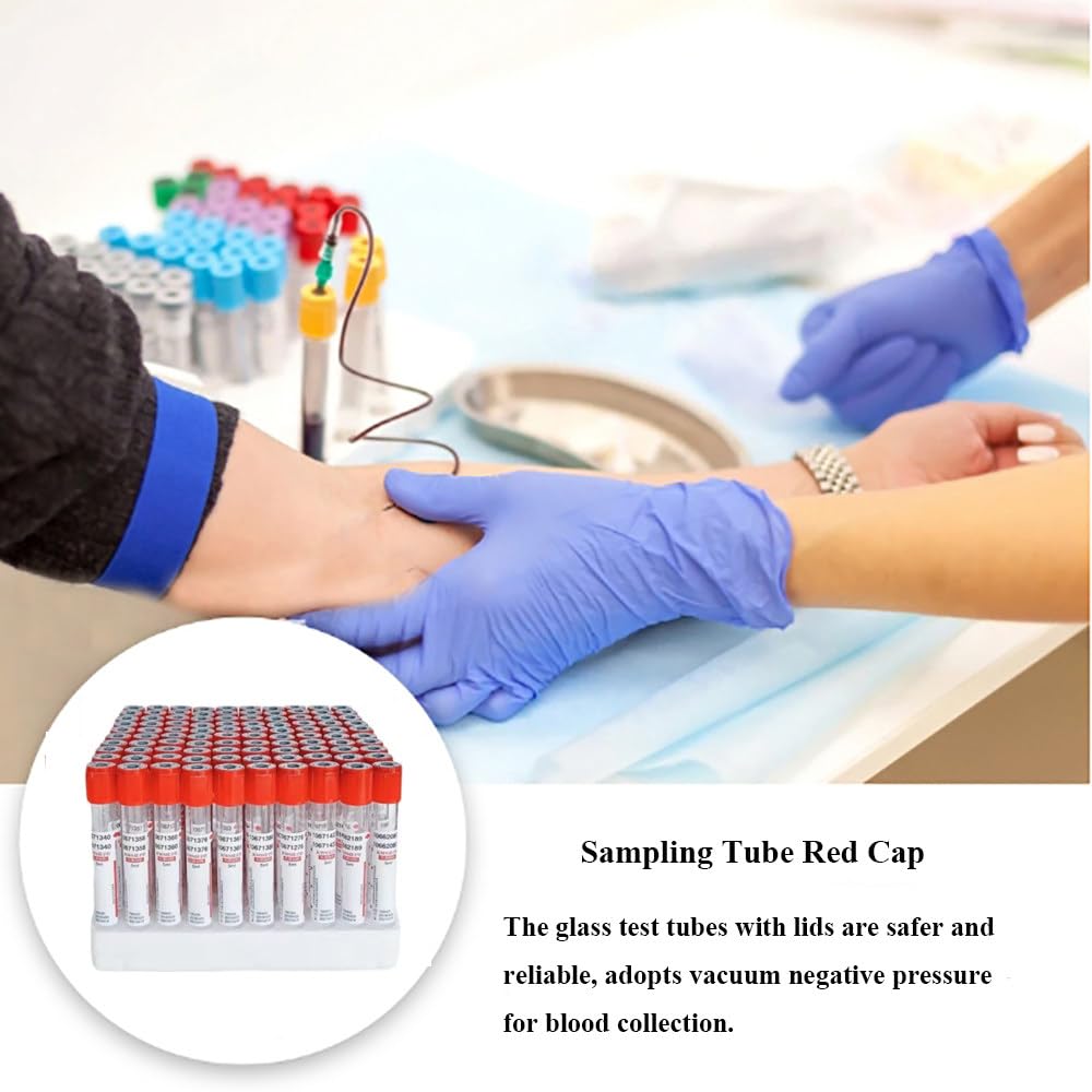 Provetta per Prelievo di Sangue Rosso,3Ml/5Ml/10Ml,Provette per Centrifuga,Provette per Prelievo di Sangue sotto Vuoto,Pressione Negativa,per Test di Laboratorio,Animali,100 Pezzi,5ml