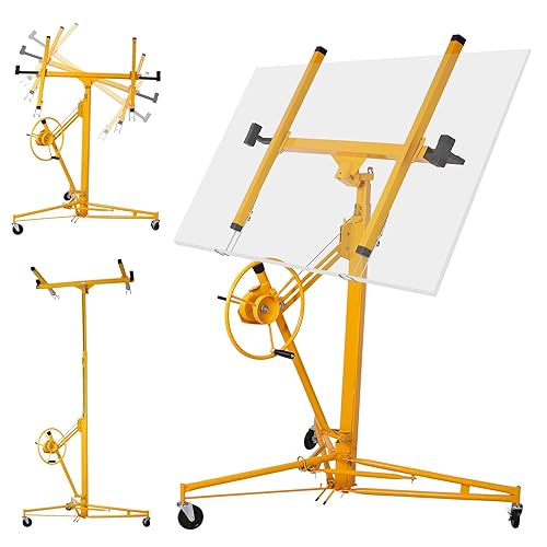 Rovibek Elevador de paneles de yeso de 11 pies, elevador de panel de yeso para techo ajustable en 360, elevador de panel de yeso de 150 libras,