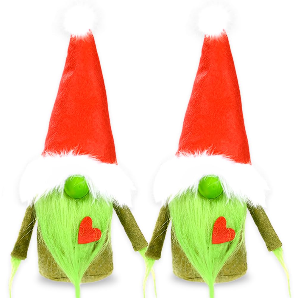 MOPQMKT Gnomo de Peluche Gnom de Navidad 2pcs Grinch Gnomo Decoraciones Juego de Duendes de Navidad Decoración de Enano de Navidad Enano Rudolf Muñeca sin Rostro decoración de Santa Fiesta de Navidad