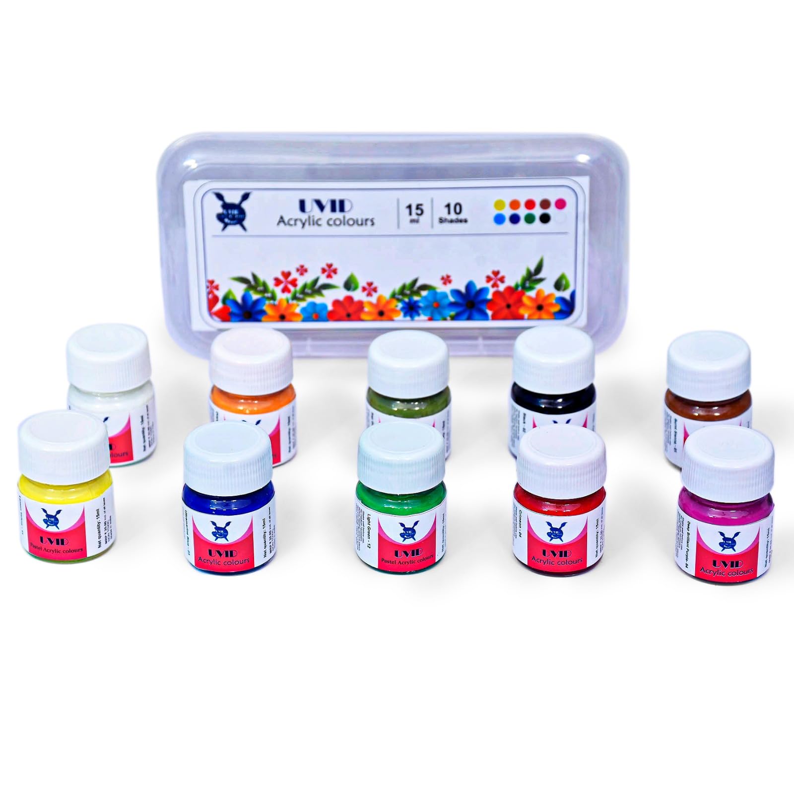 UVID Artist Acrylic Colours set of 10pcs (15ml Each)
