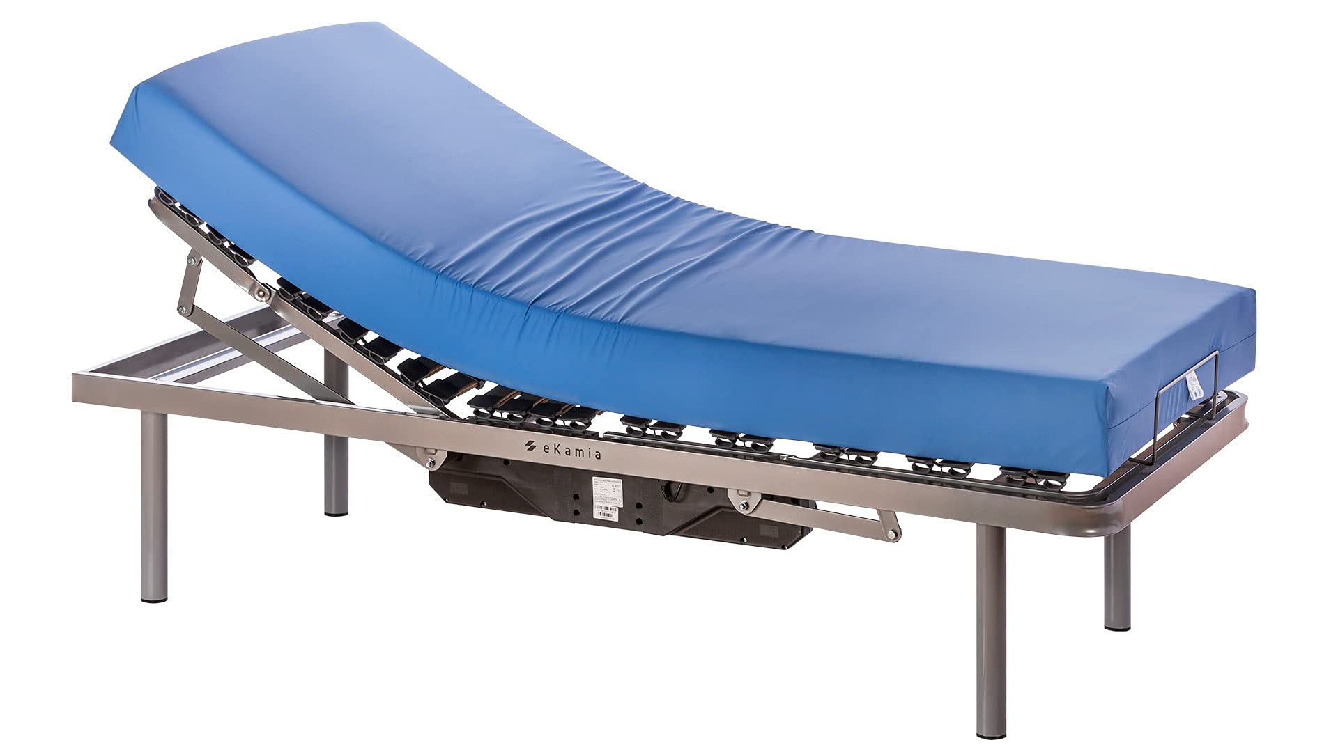 ekamia - ERIS Cama Articulada Eléctrica + Colchón Sanitario HR y Patas de 30cm - 90cm x 190cm, Mando con Cable