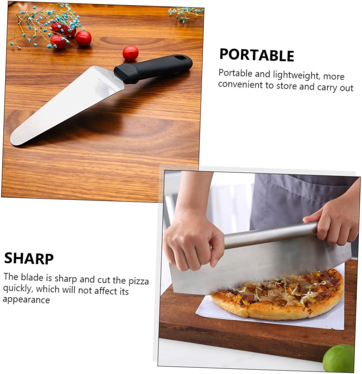 Alipis Pizza Cutter and Peel Set 2pcs Stainless Steel Pizza Slicer with Pp Handle for Kitchen and Baking Use