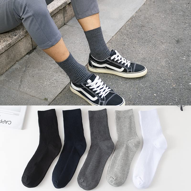 10 Pairs/lot Men's Socks Cotton Wild Solid Color Needle Long Socks Breathable Male Business3