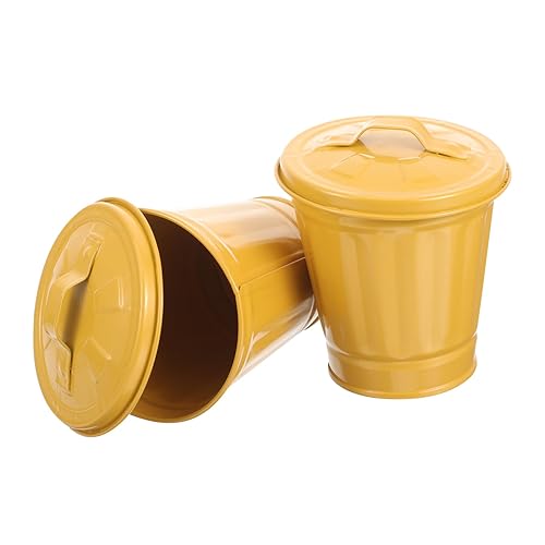 Cubo de compost, 2 cubos de basura galvanizados, mini bote de basura con tapa, papelera para encimera, papelera, papelera, papelera, soporte para