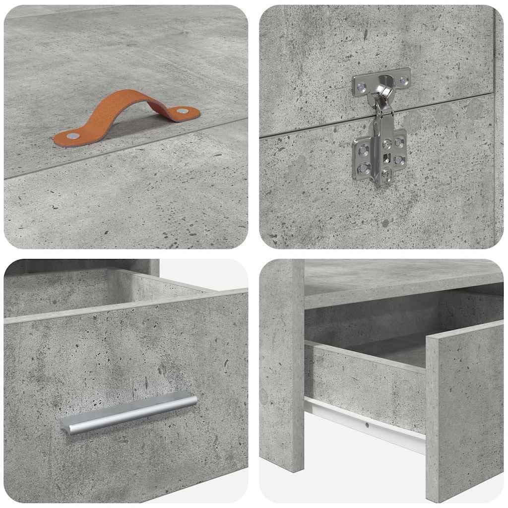 vidaXL Cadre de lit avec Rangement avec tiroir Gris béton 120 x 200 cm, Cadre de Lit Moderne, Design Rectangulaire, Durable, Bois de Pin Solide, Espace Optimisé, Style Minimaliste