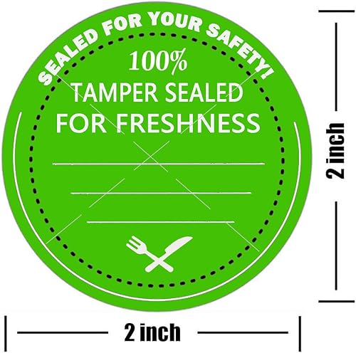 Miniatura 2 de Calcomanías a prueba de manipulaciones para entrega de alimentos, etiquetas de frescura selladas a prueba de manipulaciones, 2 pulgadas, redondas, a
