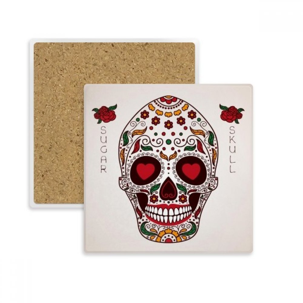 Repose-tasse absorbent pour boisson chaude et froide motif crâne mexicain
