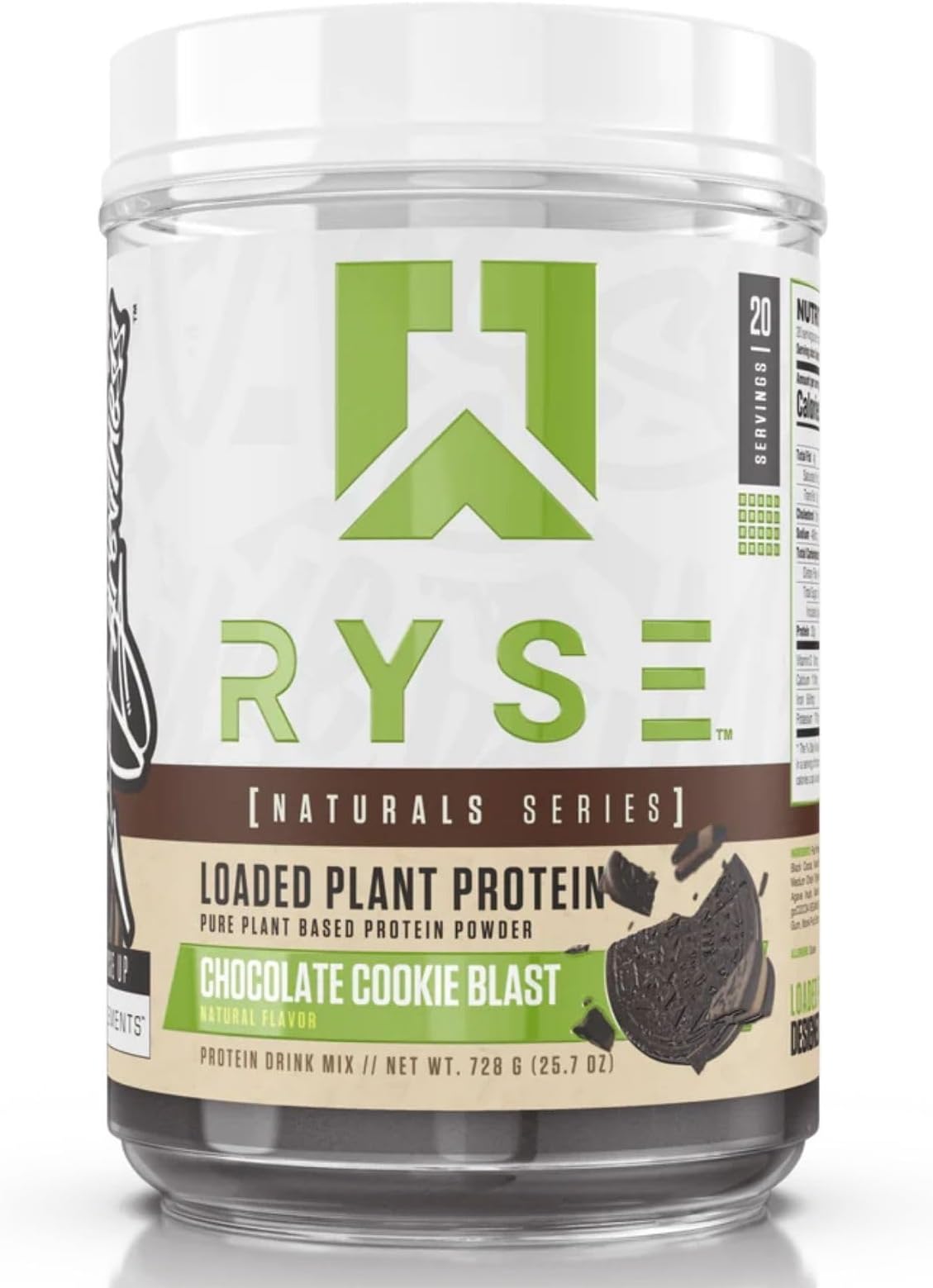 RYSE Up Supplements Naturals Series Loaded Plant Protein | 20g Protein from Pea, Chickpea, & Barley Rice | Zero Artificial Colors, Flavors, or Sweeteners | 20 Servings (Chocolate Cookie Blast)