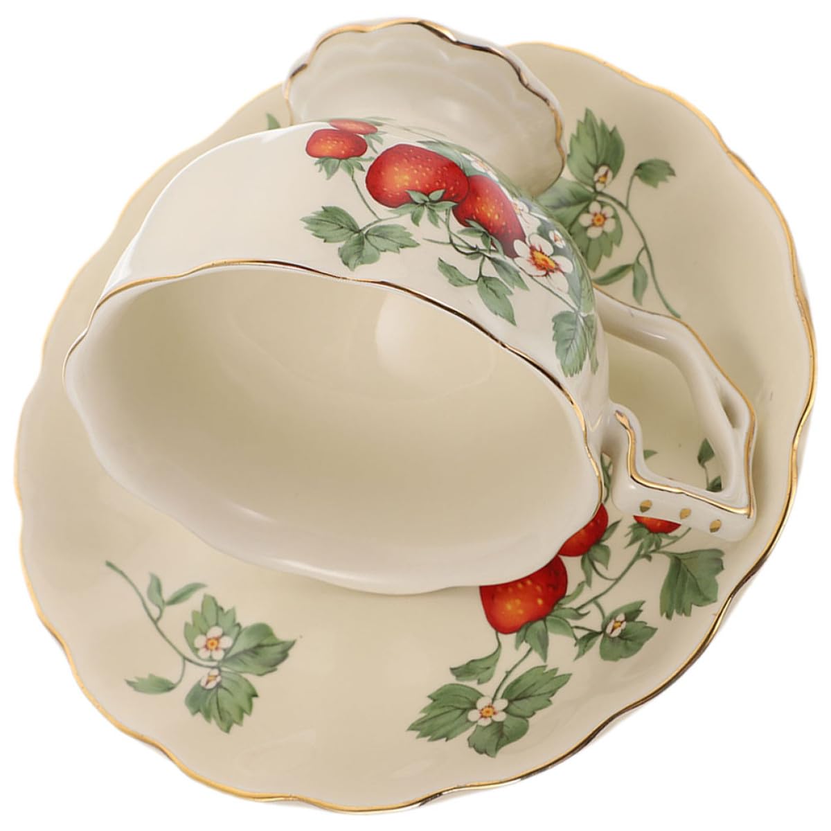Operitacx Keramik Kaffeetassenset mit Untertasse im Europäischen Stil Einfach zu Reinigen Praktisches Design für Zuhause und Restaurant 1 Satz Retro Kaffeebecher