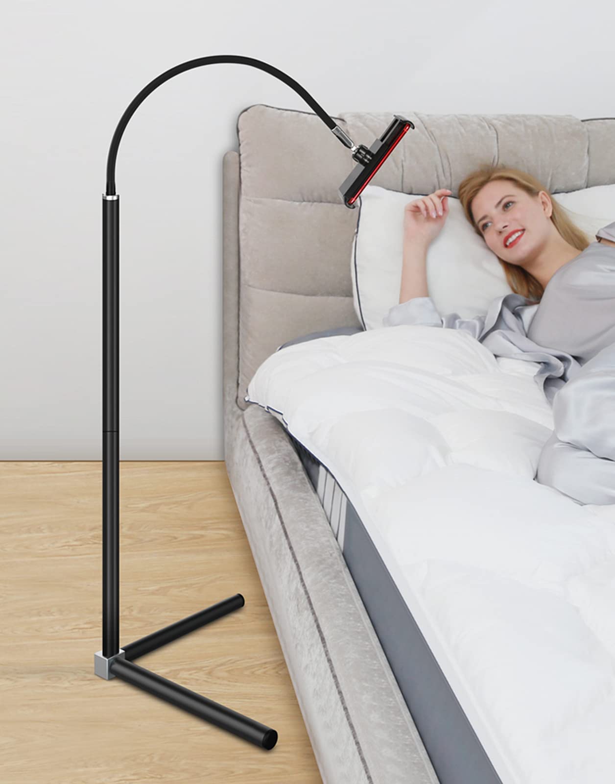 Soporte de Pie para Tableta con Flexible Cuello de Cisne, Rotación de 360 Grados, Soporte Universal para 4-11 Pulgadas de Tabletas,Blanco