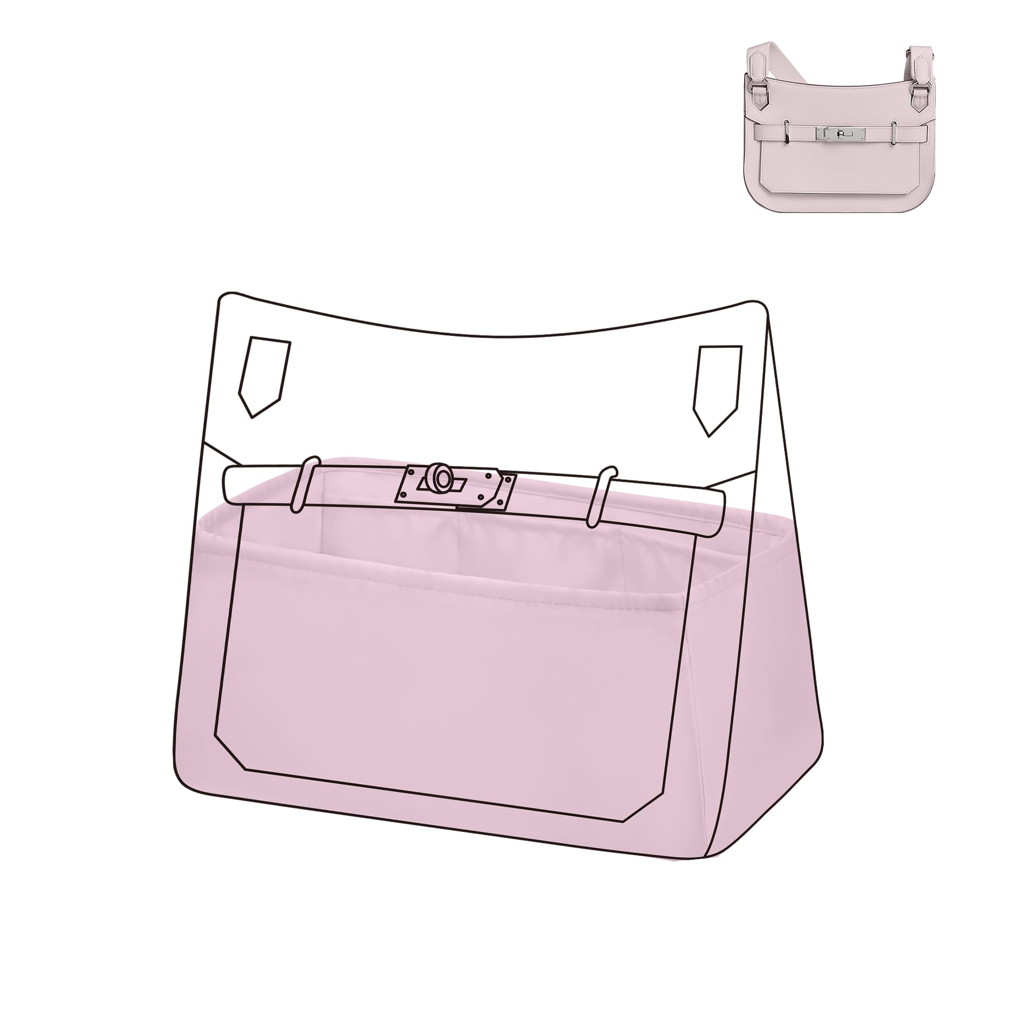 DGAZ Organizador Interior para Jypsiere 28, Inserto de Satén, Mauve Pale