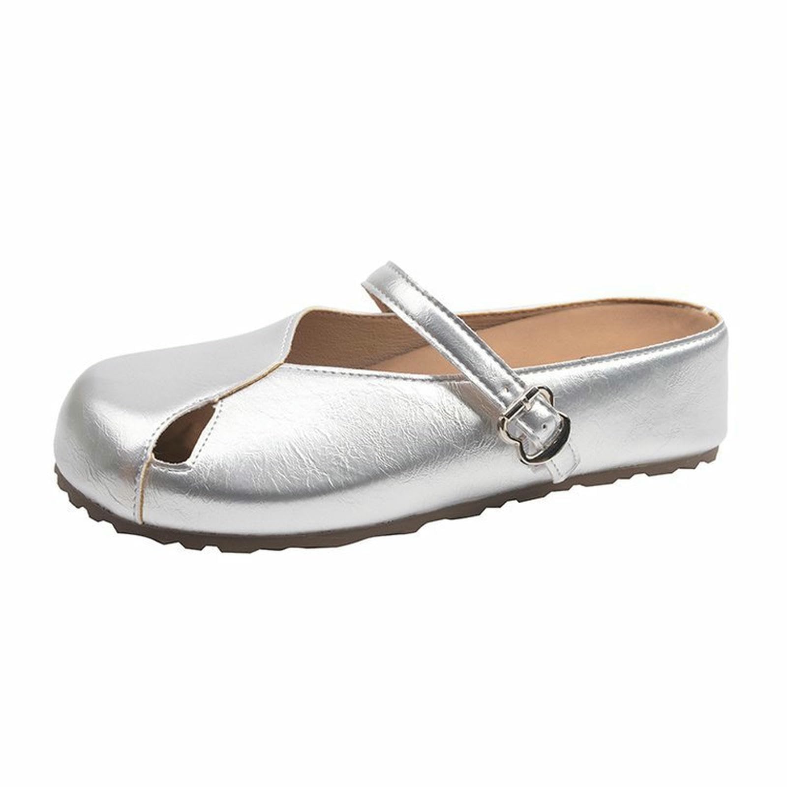 Donna Pantofole Mezzano di Mezzosangue Chiuse Che Migliorano Le Donne per Abbigliamento Casual con Gonne-argento-35