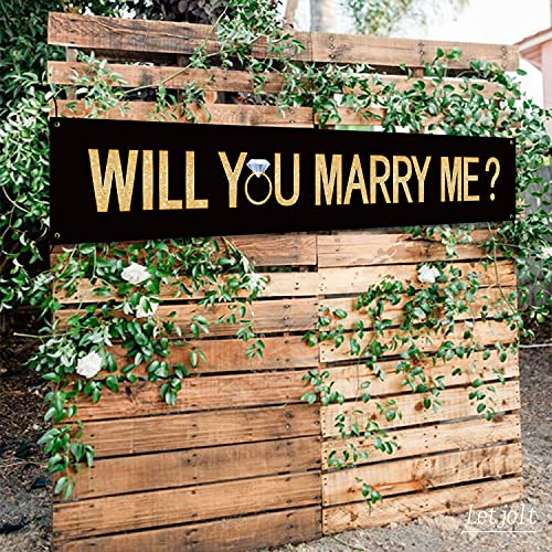 Image of Letjolt Proposal Banner Will You Marry Me Ring Banner 6Feet | Propose Decorations Supplies for Marriage Signs Valentine's Day Engagement Outdoor Party Backdrop