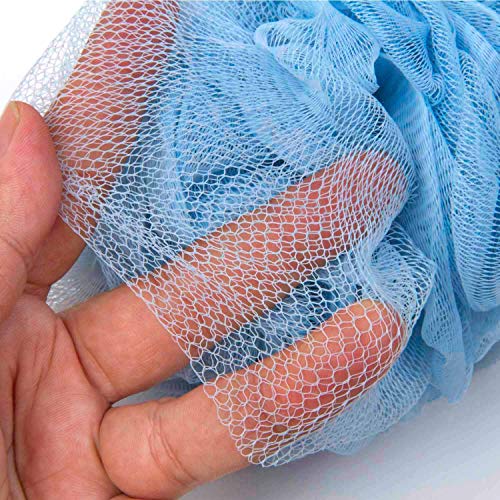 Loofah Back Scrubber for Shower, Wooden Long Handle Bath Sponge Lufa Shower Brush, Soft Nylon Mesh Back Cleaner Washer, Women & Men Exfoliating Luffa Pouf on a Stick for Body (Blue) - Image 6