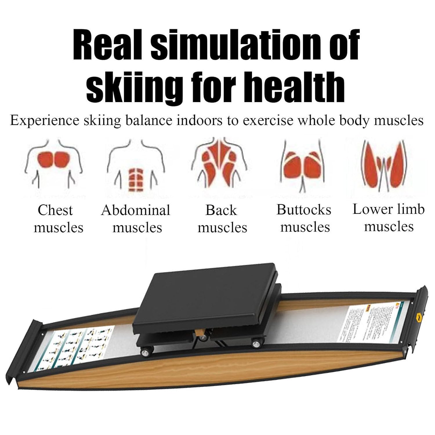Máquina de esquí para Interiores, Máquina de esquí simulada for Interiores, elíptica 3D, Capacidad 150 kg, for Entrenamiento Cintura, Abdomen y piernas, Fuerza ​​Equilibrio