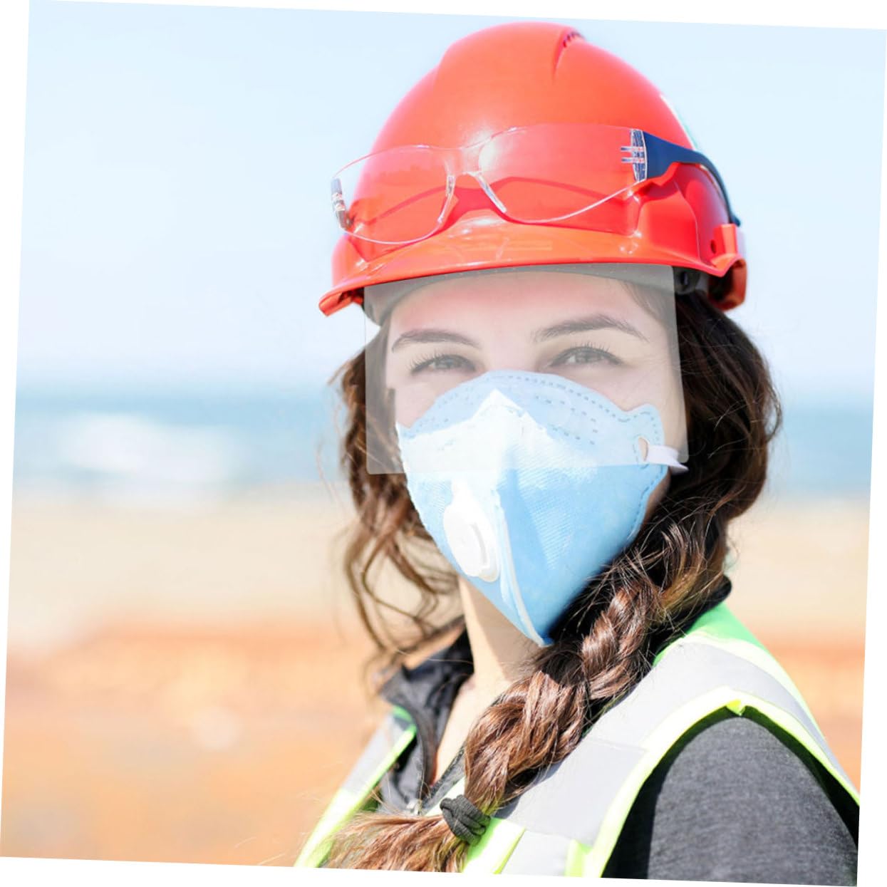 Amosfun Transparent Sandblast Hood Lens Protective for Sandblasting Grinding Ergonomic Fit for Outdoor Work Scratch-resistant Replacement Shield for Facial Protection
