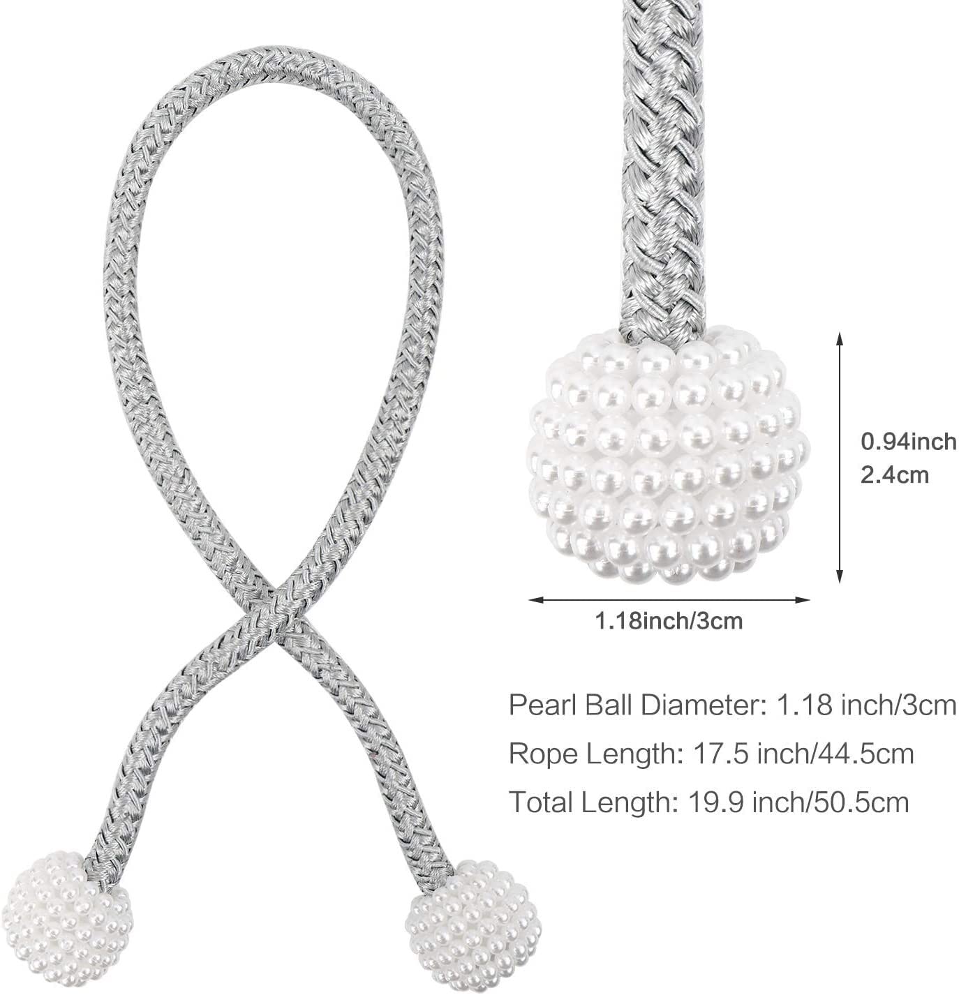 Clips magnétiques pour embrasses de rideaux, attaches de corde pour embrasses de fenêtre, tissage de boucles de porte-rideaux pour la décoration de fenêtre d'hôtel de bureau à domicile - 4PCS (Coule
