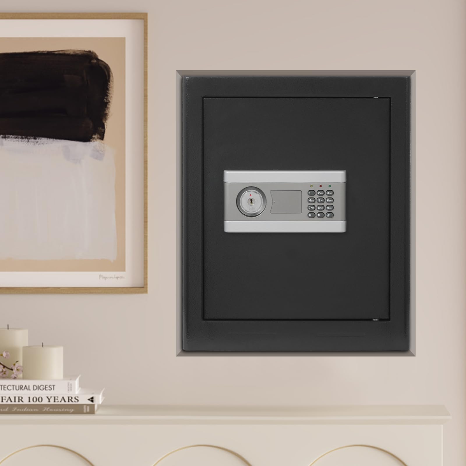 Elektronischer Tresor | 38 * 31 * 45cm | 43L Q195 Kohlenstoffstahl Doppelschloss Elektronischer Safe | Digitaler Safe Tresor mit 4 Schlüssel | für Schmuck Bargeld Dokumente
