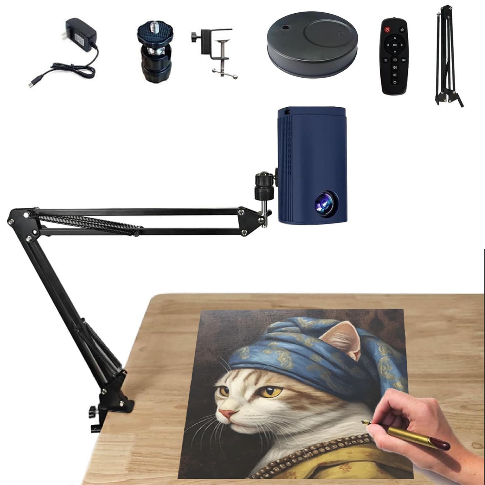 Smart Art Projektor zum Nachzeichnen und Zeichnen mit Fernbedienung, einstellbare Größe und Winkel für Desktop- und Wandleinwandprojektion