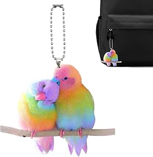 かわいいバッグチャーム、鳥のカーアクセサリー - 2D アクリル カップル鳥キーホルダー チャーム バックパックの装飾品、バックパック用の携帯用財布の装飾品