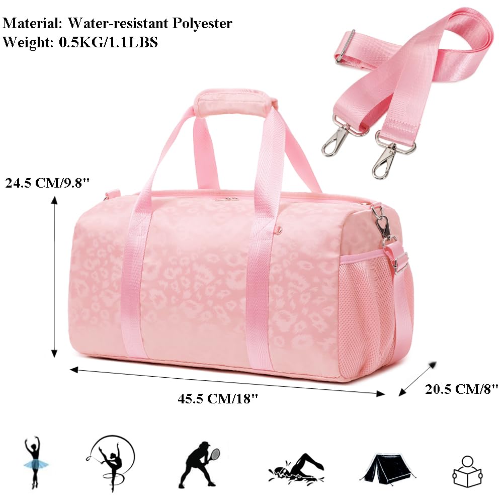 Sac Sport Filles Collège Sac de Voyage Femme Sac Week-End Sac de Sport Filles 25L Sac de Gym avec Compartiment de Chaussures et Poche Humide