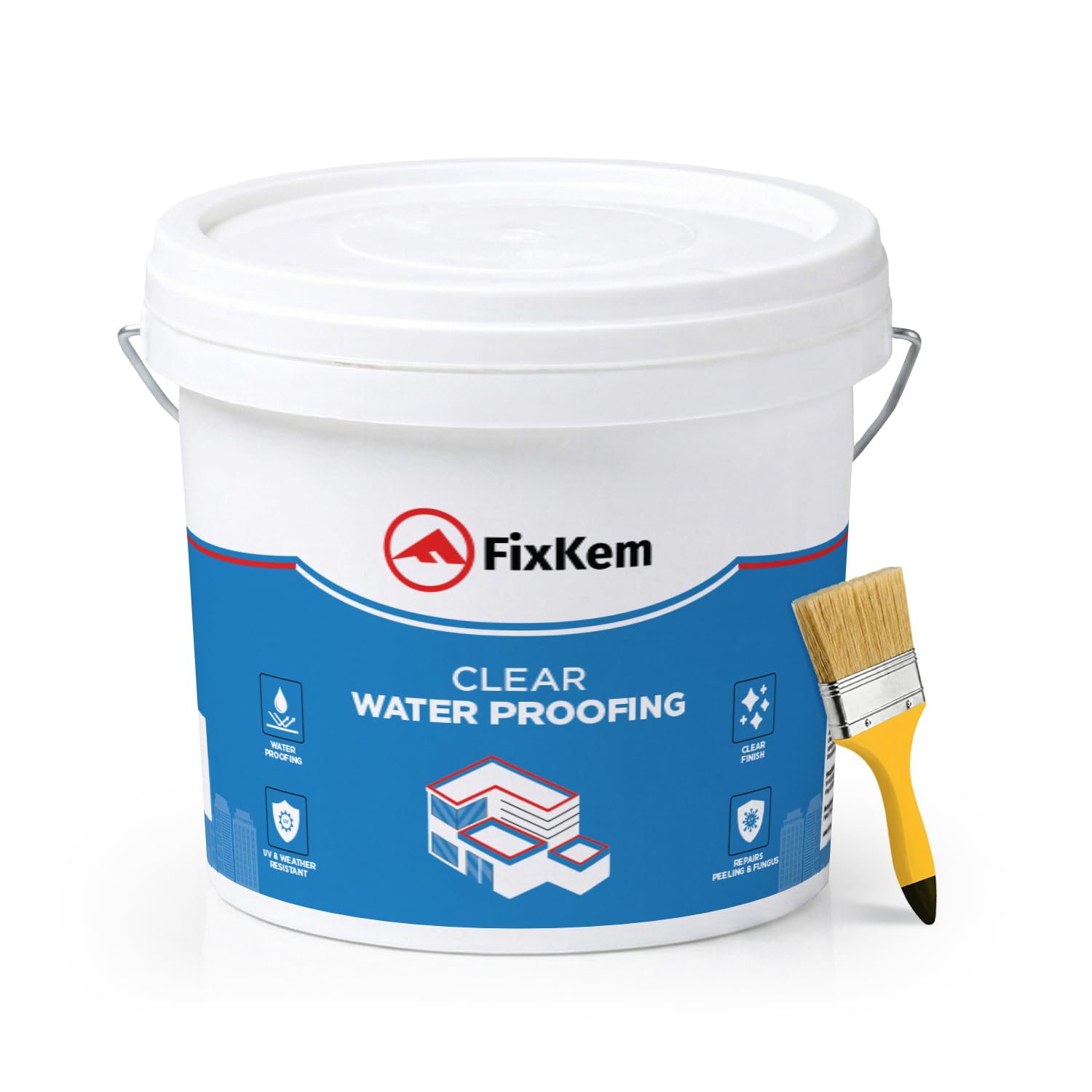 FIXKEM Clear Waterproofing 4L Transparent Glue for Roof Leakage Crack Seal Agent Roof Water Leakage Solution Waterproof Glue Waterproofing for Wall, Tile and Pipes with brush-image-33