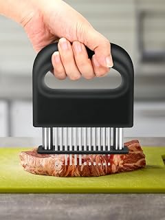 Meat Tenderizer with 48 Stainless Steel Ultra Sharp Needle Blades, Steak Tenderizer for Tenderizing Beef, Turkey, Chicken, Steak, Veal, Pork, Fish(Black)