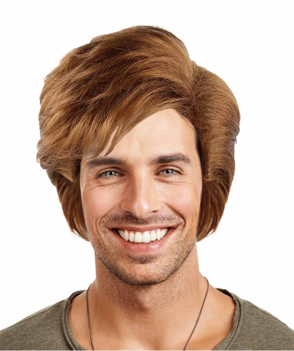 Halloween Party Online Adult Men's 80's Singer Style Star Wig, Brown HM-121