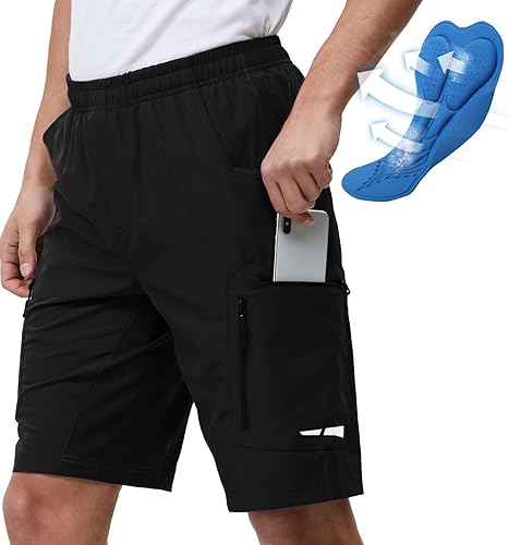 Miniatura 7 de Ally Pantalones cortos de ciclismo de montaña para hombre, acolchados en 4D, ligeros, holgados, con bolsillos con cremallera, para ciclismo,