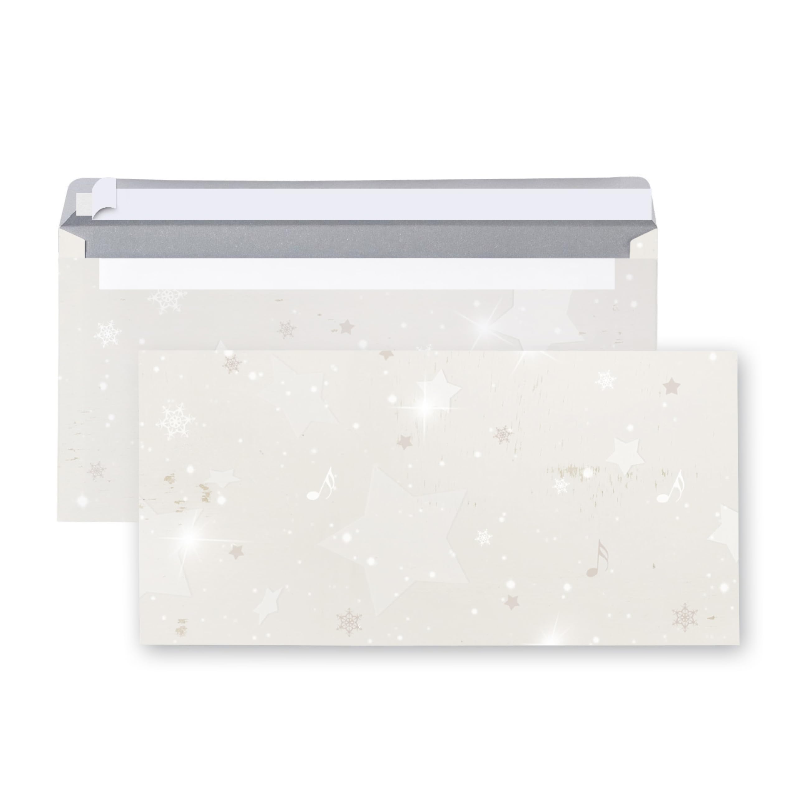 Sobres navideños, 100 unidades: envoltorios para cartas de Navidad, envelope sin ventana, motivo estrellas, para clientes amigos y colegas, formato DL, 22 x 11 cm