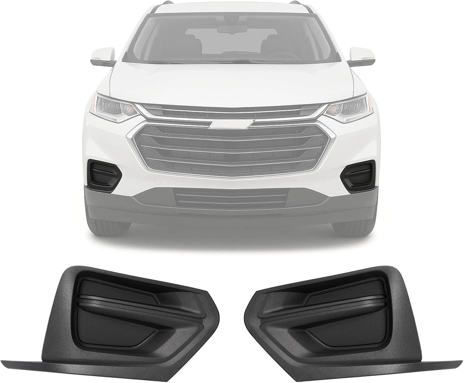 HECASA Fog Light Bezels Pair Compatible with 2018-2021 Chevy Chevrolet Traverse Front Bumper Lamp Covers Left&Right Textured Black Plastic(ABS) Replacement for 23234923 23234922 GM1039229 GM1038229