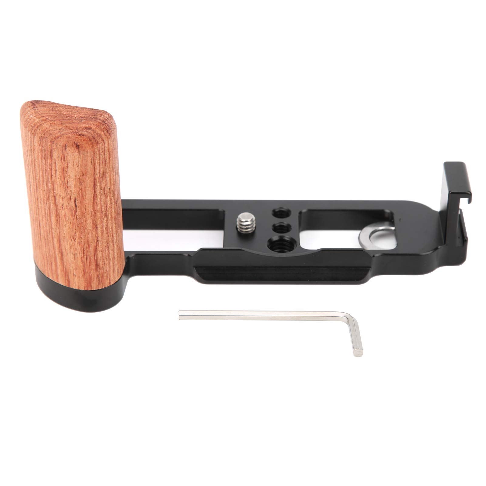 Goshyda Piastra a Sgancio Rapido, Piastra a Sgancio Rapido Portatile in Lega di Alluminio a Forma di L Manico in Legno con Porta per Scarpe Fredde, per Fuji X100V