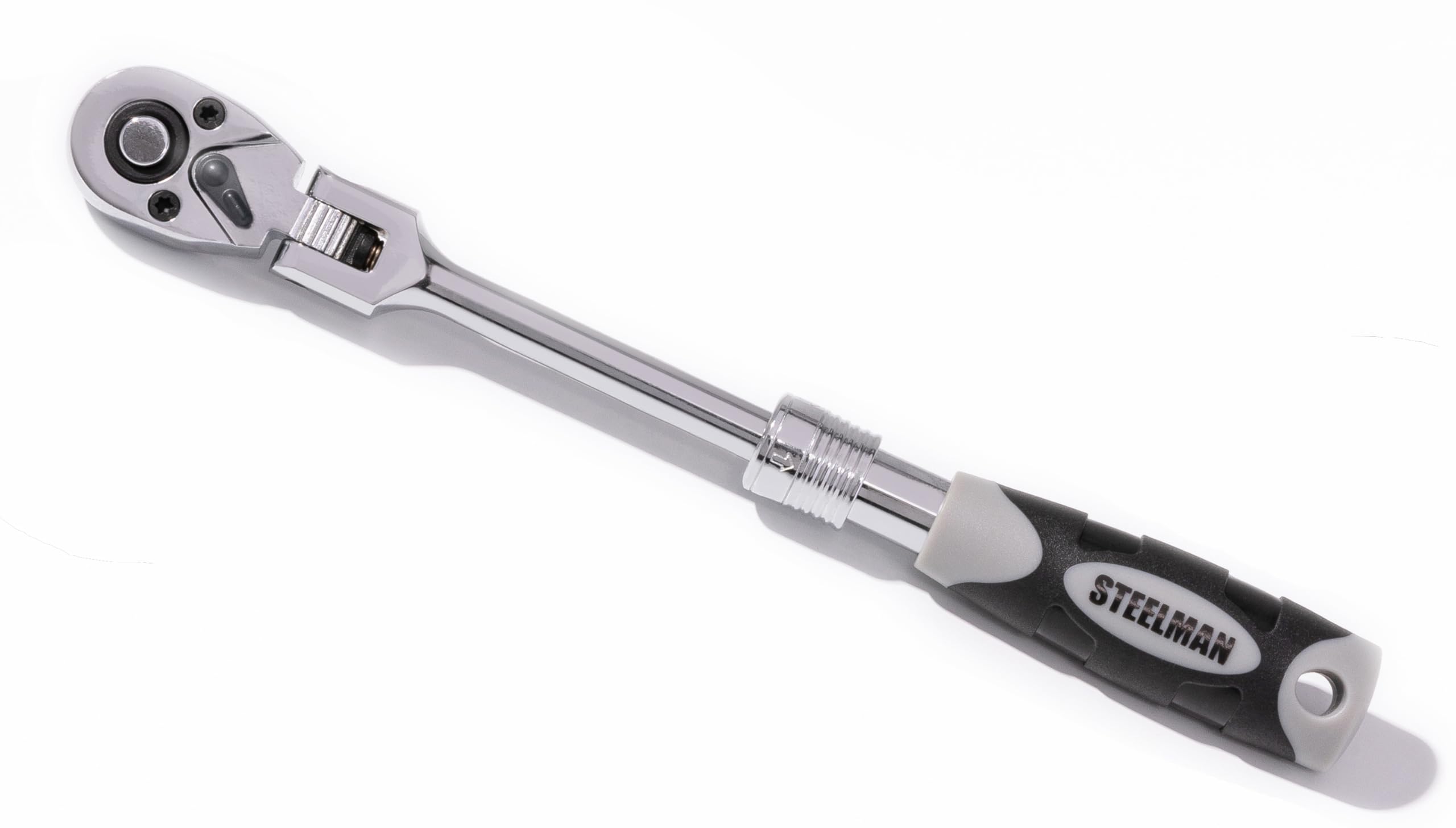 Steelman Pro 1/4-inch Drive 72-Tooth Extendable Flex-Head Ratchet (6.75-8.75-Inch Length), Heat-Treated Chrome-Vanadium Steel, Quick Release, Comfort