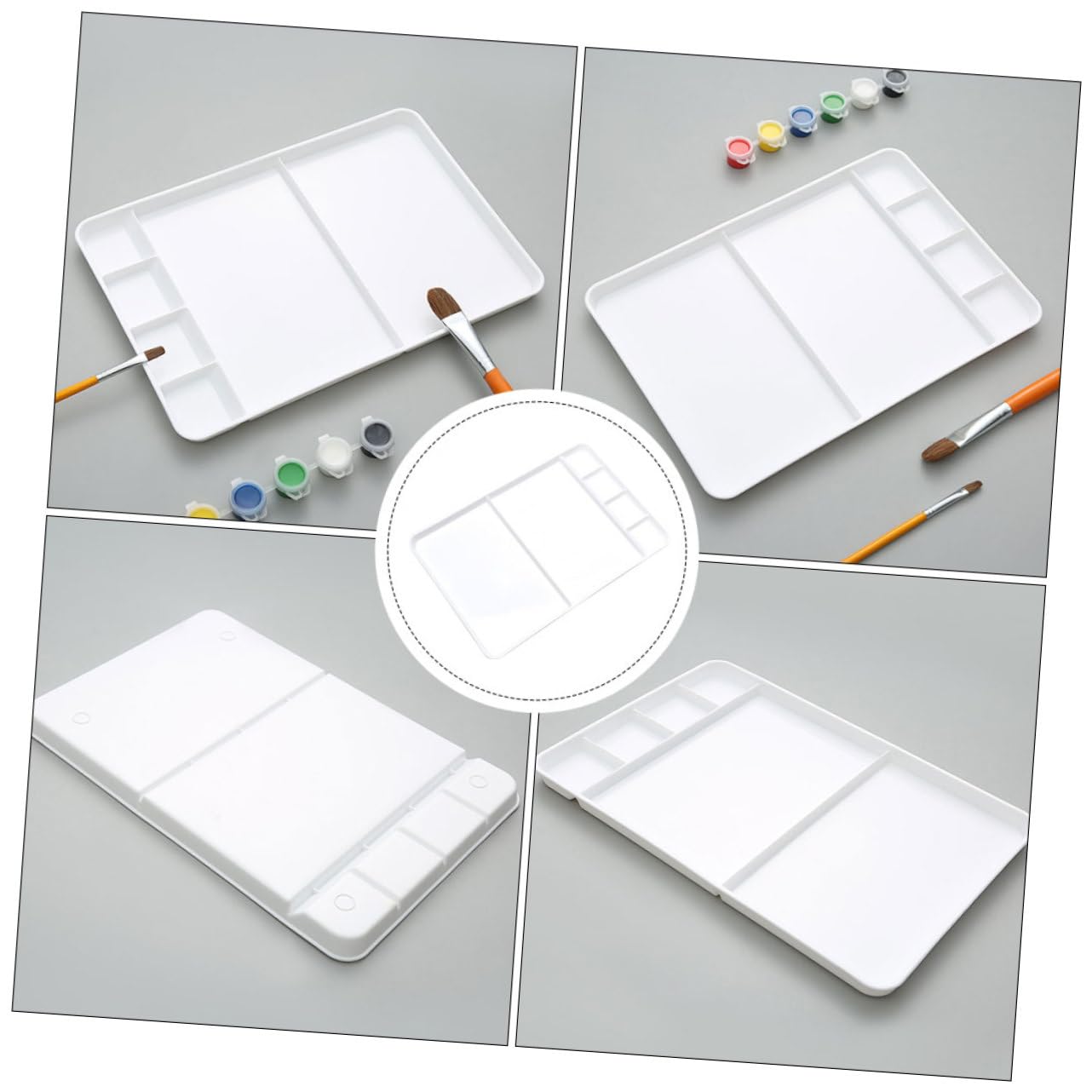 Palette de Peinture Plastique PP Blanche à Compartiments, pour Aquarelle