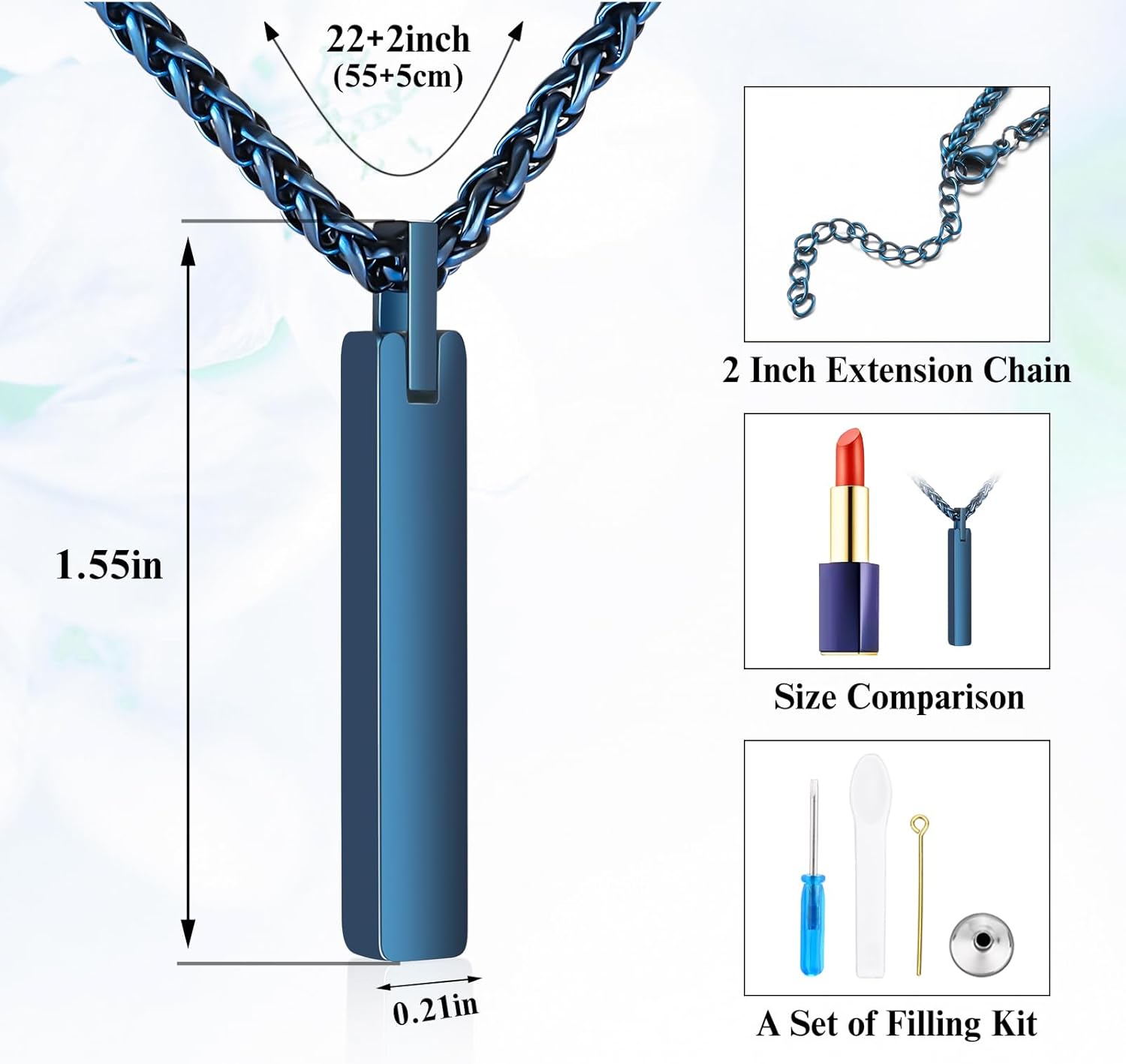 Dletay Urn Necklace for Ashes Stainless Steel Cremation Jewelry for Ashes Memorial Ash Necklace for Men Women Ash Holder Black - Image 3