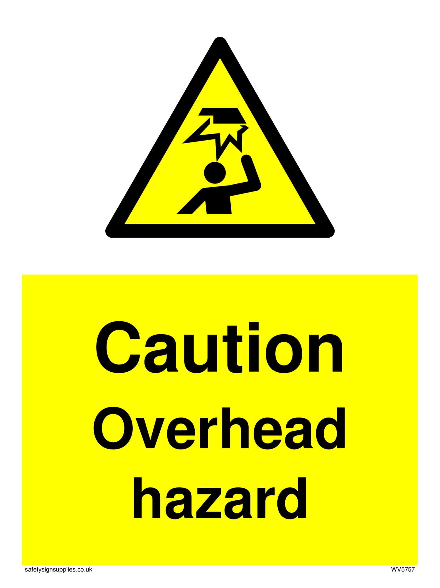 Pack of five - Caution Overhead hazard with symbol Sign - 150x200mm - A5P