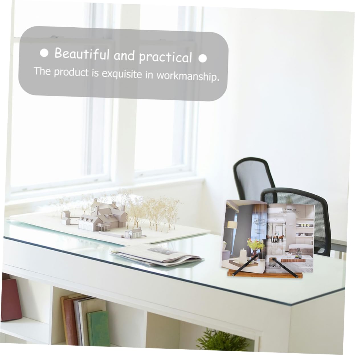 VILLCASE Leggio in Bambù Di Supporto Per Libri Portatile e Resistente Leggio Per Manoscritti e Spartiti Scaffale Da Scrivania Compatto Per Ufficio e Casa