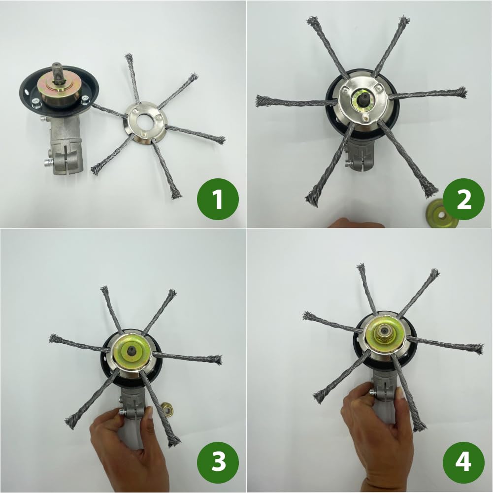 Testa decespugliatore in filo di acciaio per erba, erbacce – Testa mangiatore di erbacce da 20,3 cm con mandrino da 25,4 mm, lama in acciaio al carbonio resistente