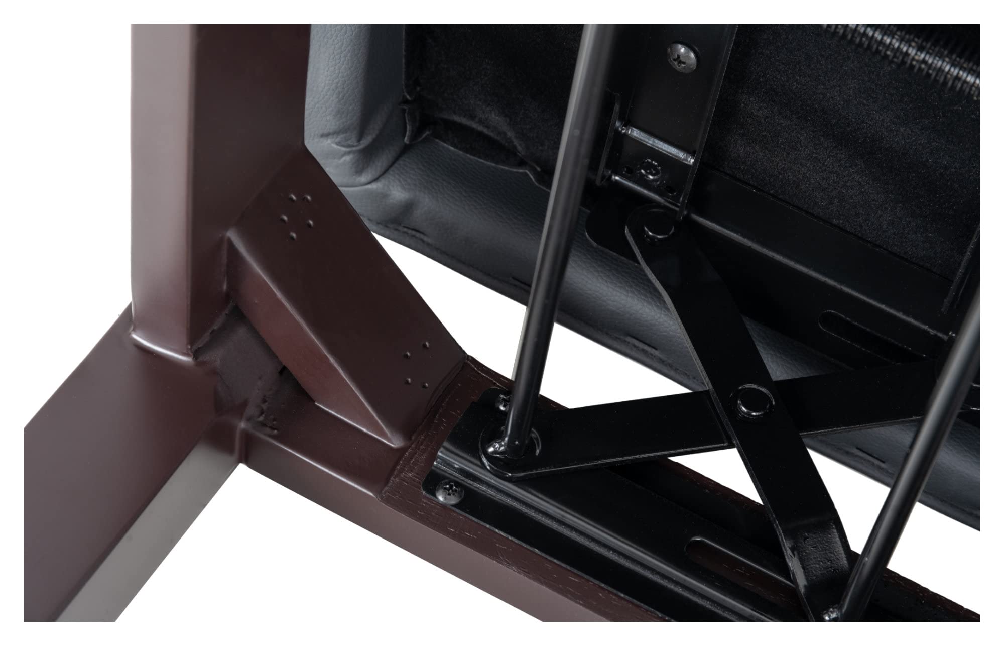 Classic Cantabile Pianobank Modell X - Festverleimte Pianobank - Schwarze Sitzfläche im Chesterfield-Stil - Höhenverstellbar von 48,5-56 cm - 4-fache Kreuz-Mechanik - Rosenholz Matt