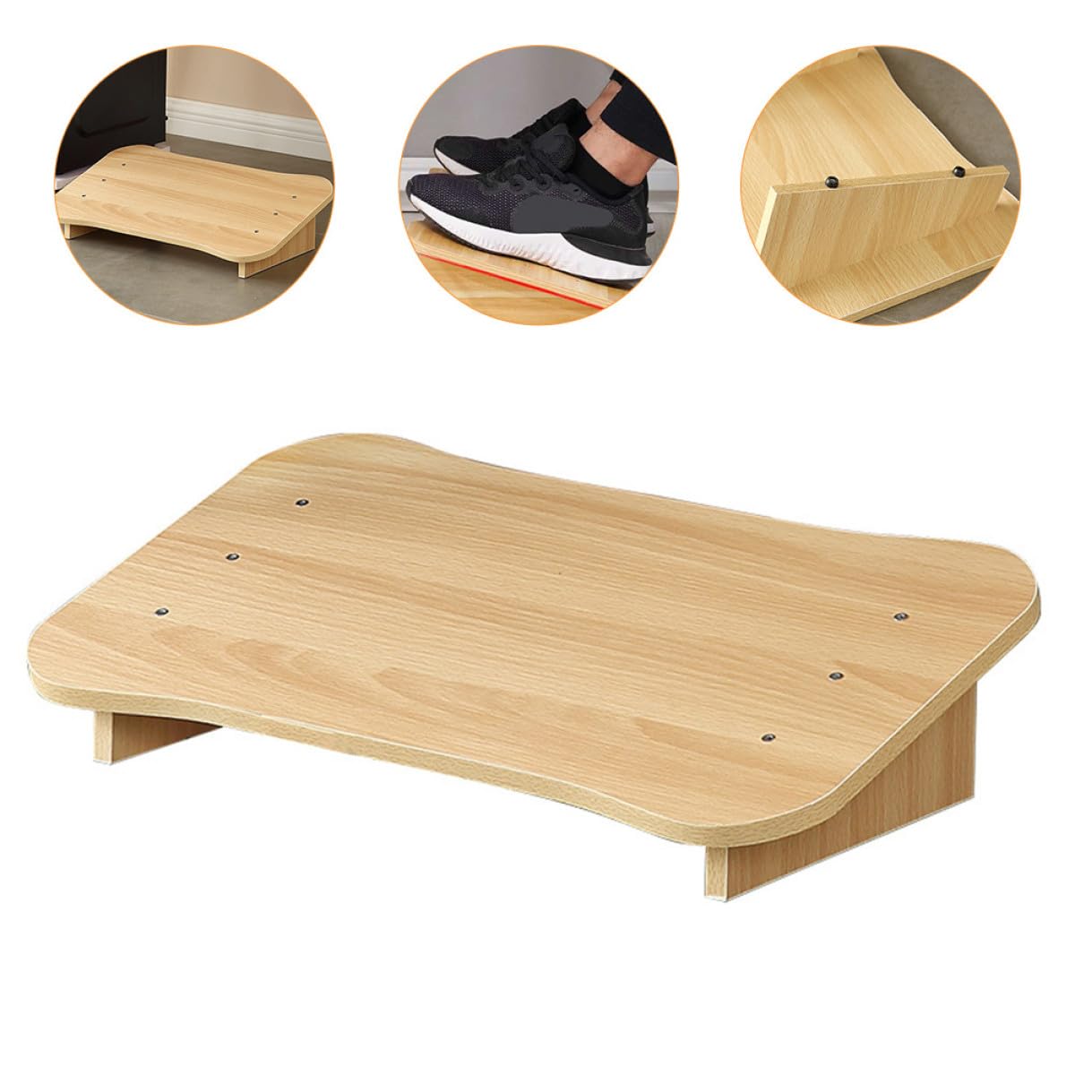 Poggiapiedi per Ufficio in Legno Design Salvaspazio e Finitura Artigianale, Sgabello Inclinato Sotto Scrivania per Casa e Lavoro